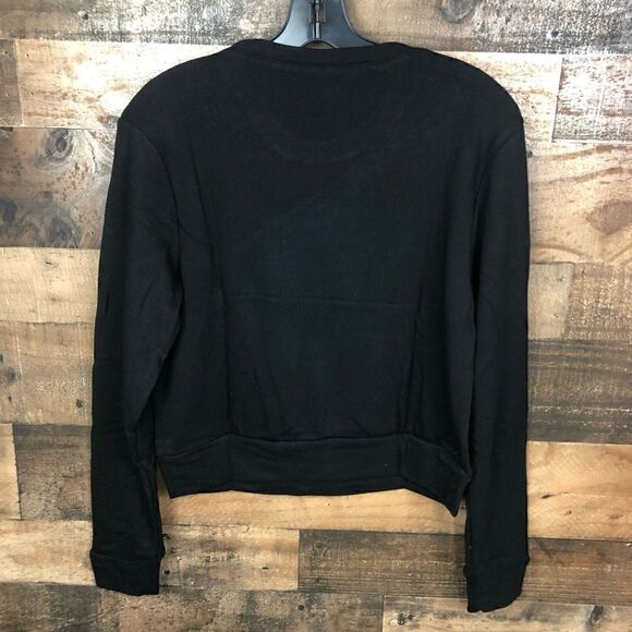 INC International Concepts Sweatshirt Deep Black Silver Embellished Glam Medium - Picture 14 of 14